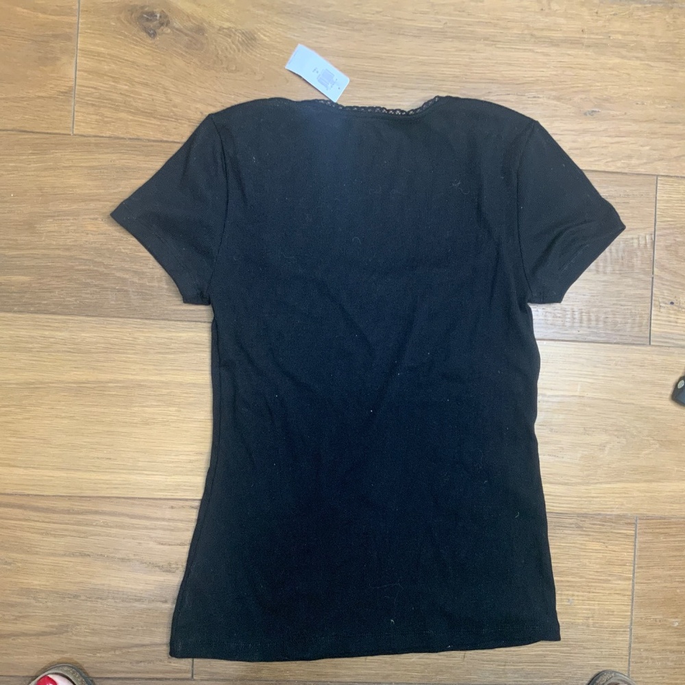 NWT Old Navy Square Neck Short-Sleeved T-Shirt Black Size M Tall - Picture 5 of 9